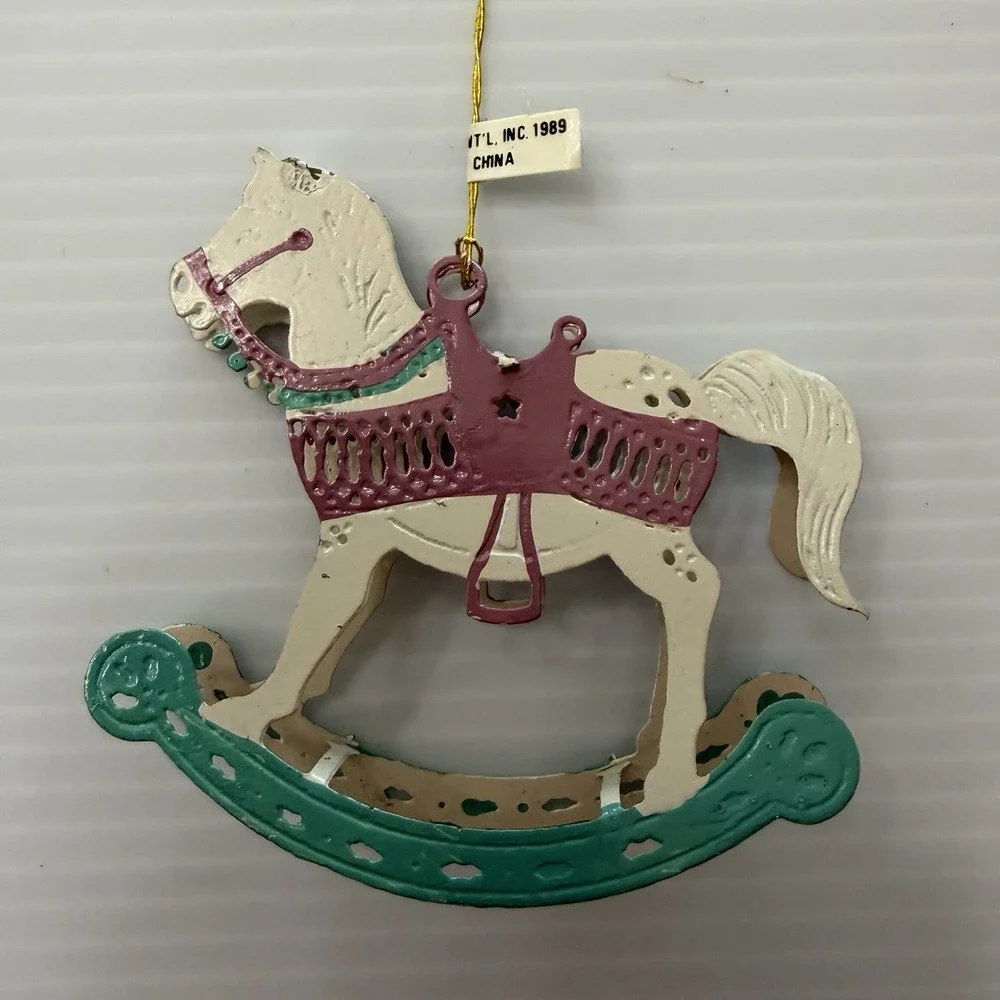 Vintage 1989 Wants International Metal Christmas Ornament Lot Train Carriage